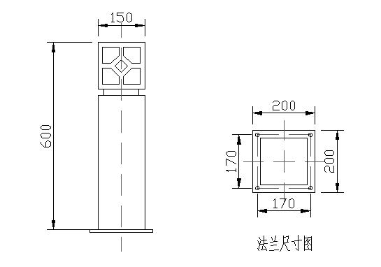 60公分高菱形紋方形草坪燈圖紙