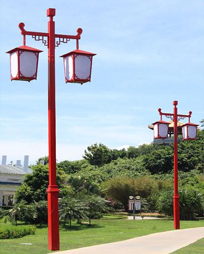 紅色雙頭公園/景區中式特色庭院燈樣式圖片