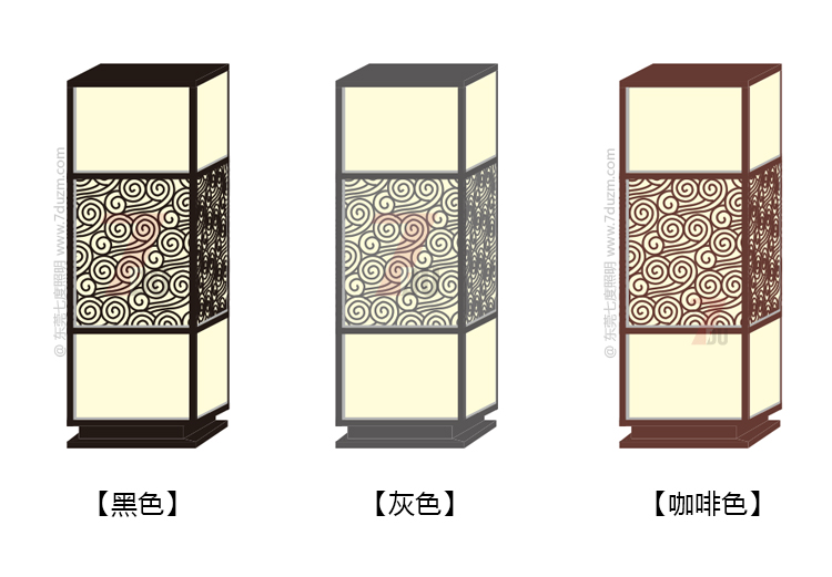 蜜桃网址在线播放照明2020新款新中式祥雲立柱柱頭燈黑色灰色咖啡色不同顏色效果圖