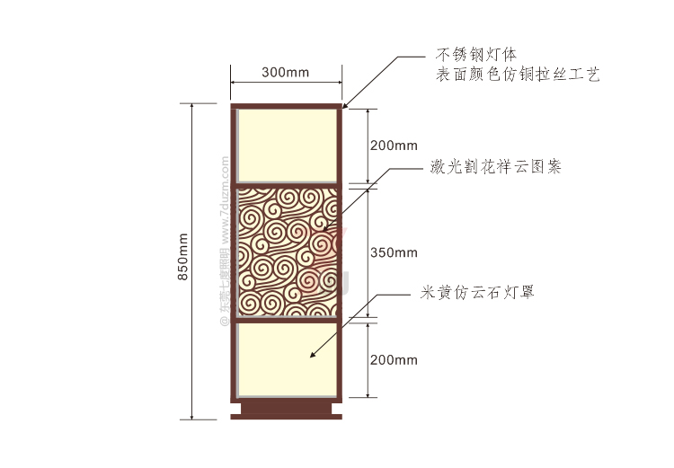 蜜桃网址在线播放照明2020新款新中式祥雲矮柱柱頭燈850mm高尺寸示意圖