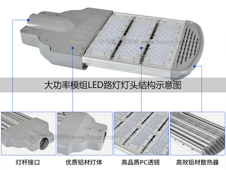 大功率模組led路燈燈具細節結構示意圖詳解